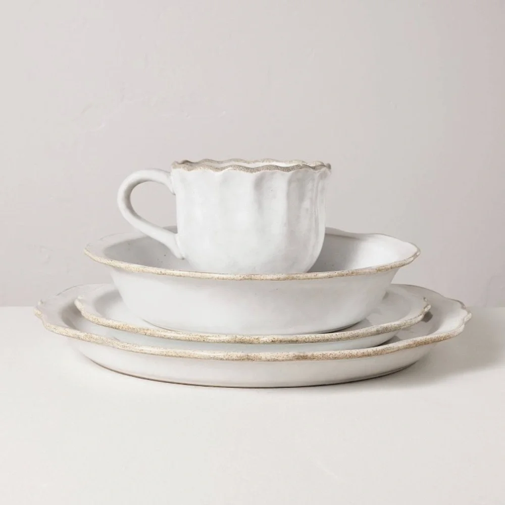 Hearth & Hand Set Of 4 Carved Edge Pasta/Grain Bowl Cream